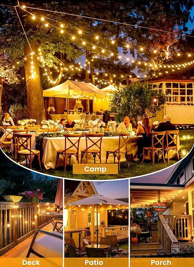 Brightown Solar String Lights Outdoor Waterproof with Remote Cable Ties and Hooks, 38FT Patio Lights with 15 LED Shatterproof Bulbs, 3 Light Modes, Dimmable Hanging Lights for Backyard Party Decor by GreenHaven Gardens