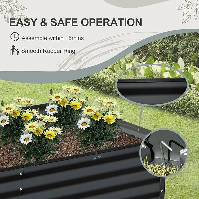 Domi Galvanized Raised Garden Bed, 6x3x1Ft Thickening Metal Planter Box for Vegetables Bottomless for Backyard Outdoor, 1" Deep w/ 128 Gallon Capacity - Dark Gray by GreenHaven Gardens