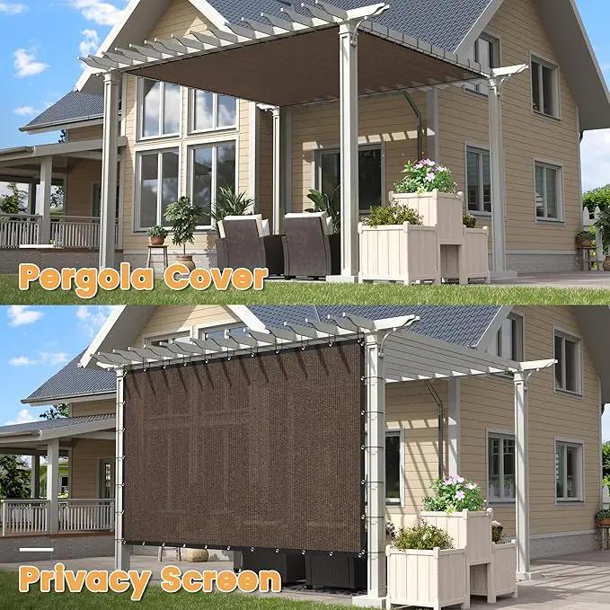 VICLLAX Shade Fabric Sun Shade Cloth with Every 2 FT Grommets for Patio Garden Pergola Cover Canopy 6x11 FT, Mocha by GreenHaven Gardens