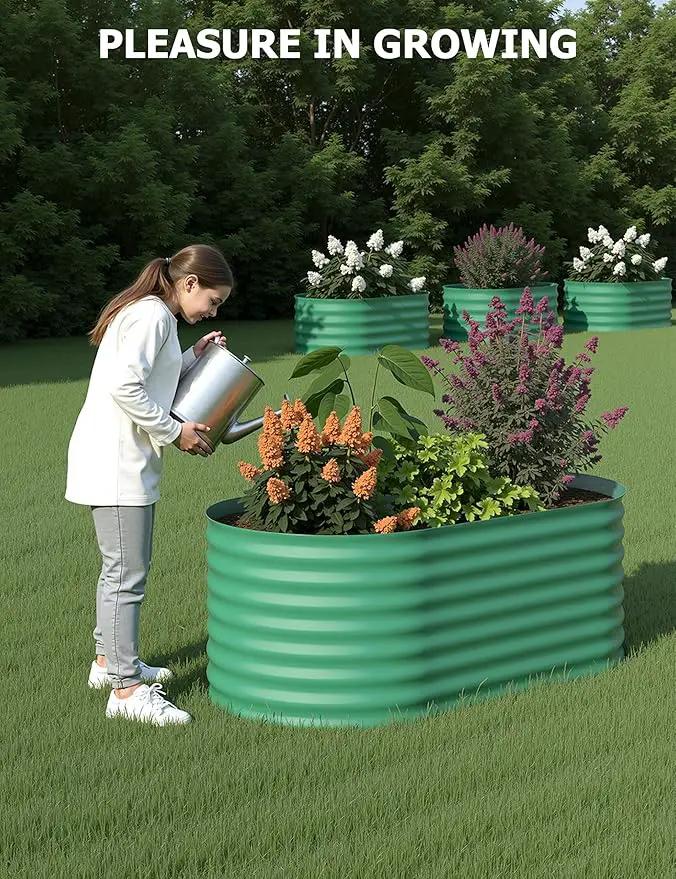2 Pcs Raised Garden Beds Outdoor 4x2x2ft - Galvanized Steel Planter Box for Vegetables, Flowers, Rust-Resistant Garden Box, Easy Assembly Raised Beds, Durable Planters for Outdoor Plants, Green by GreenHaven Gardens
