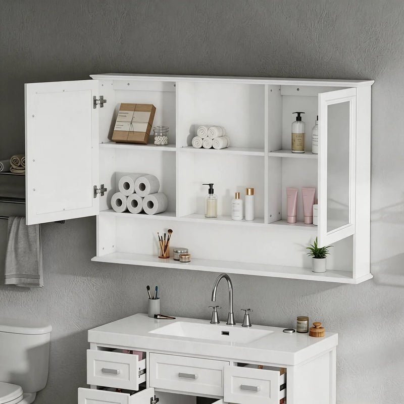 Wall Mounted Bathroom Medicine Cabinet With Double Mirrored Doors by HouseOfZazla