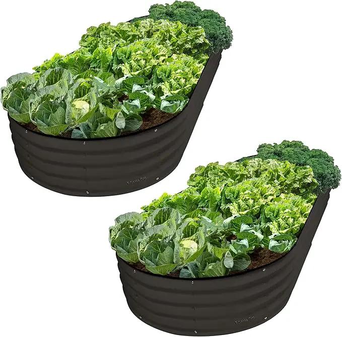Galvanized Raised Garden Beds Outdoor // 8×4×1 ft (2-Pack) Planter Raised Beds for Gardening, Vegetables, Flowers // Large Metal Garden Box // Patented Tool-Free Design (Black) by GreenHaven Gardens