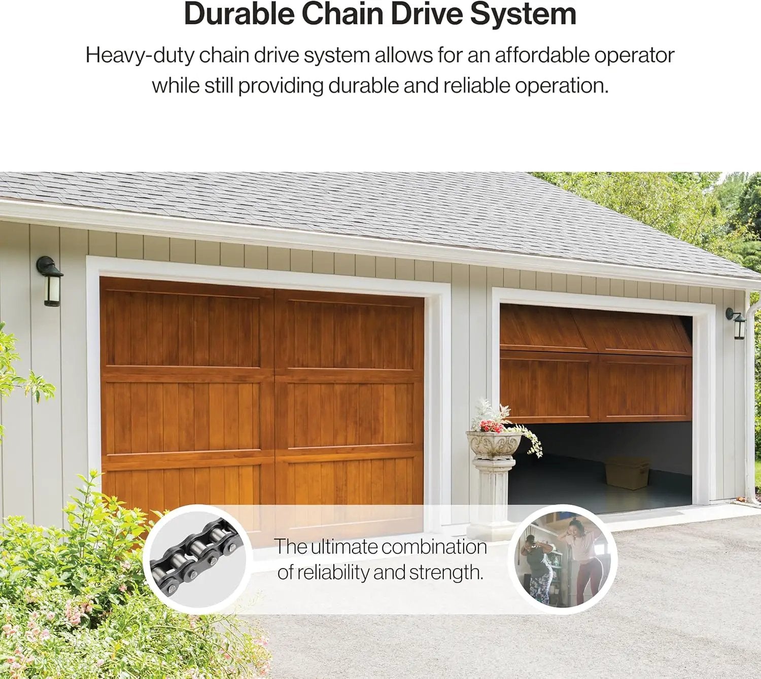 Genie Chain Drive 750 Garage Door Opener with Battery Backup, Surge Protector and one Single Button Garage Door Remote by GreenHaven Gardens
