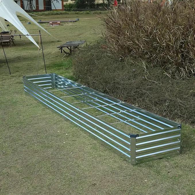 12x2x1ft(2 Pack) Galvanized Raised Garden Bed,Outdoor Planter Box Metal Patio Kit Planting Bed for Vegetables Flowers and Succulents,Silver by GreenHaven Gardens
