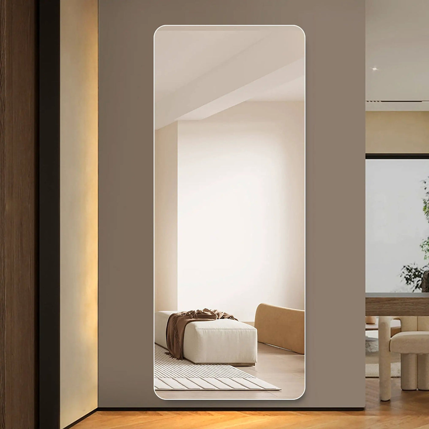 Full Body Round Corner Mirror For Living Room by HouseOfZazla