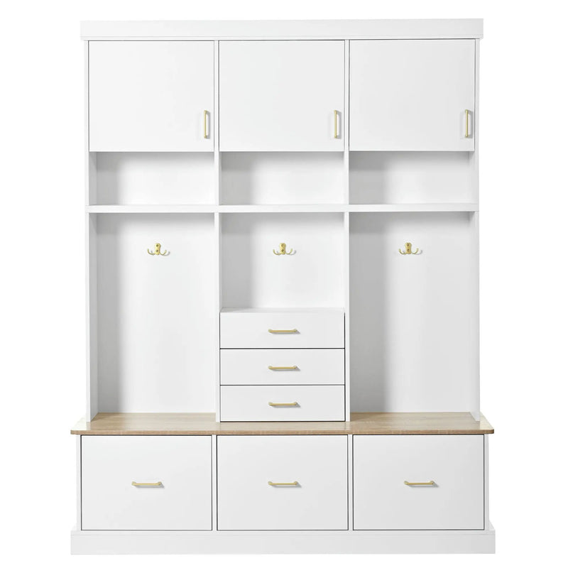 Entryway Hall Tree With Bench And Storage, 5 In 1 Coat Rack by Unique Piece Furniture