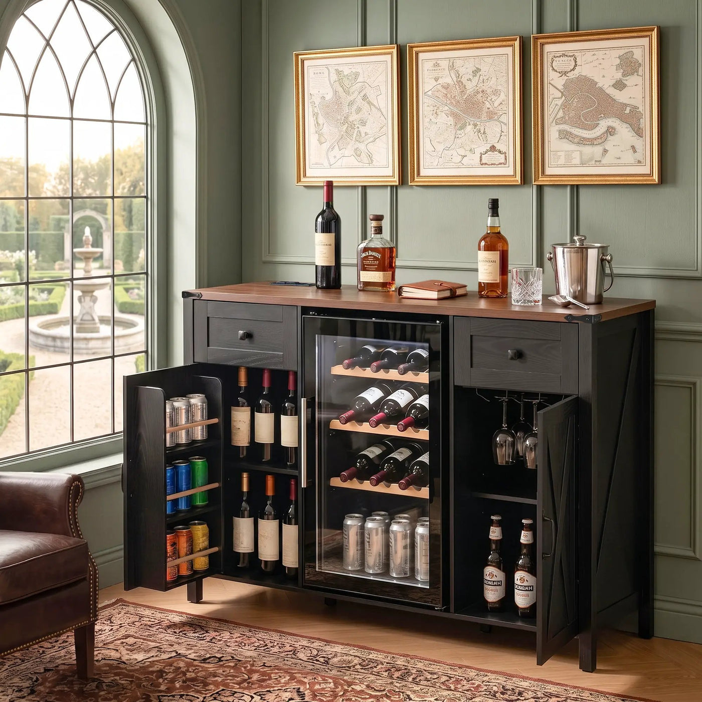 K&K 53.2" Farmhouse Fridge Cabinet with Power Outlet by HouseOfZazla