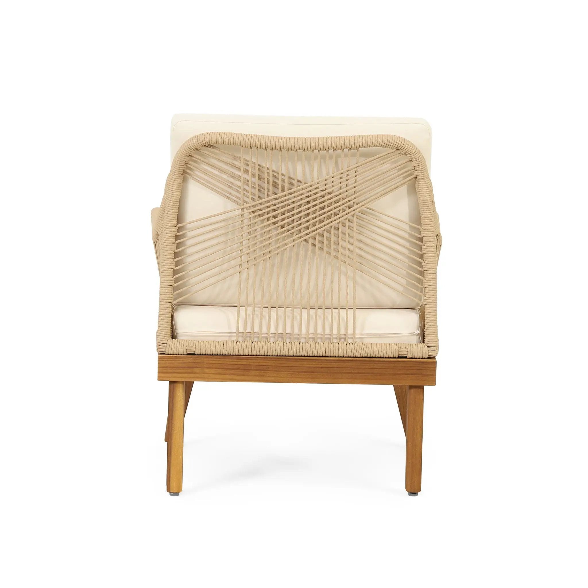 Hueber Outdoor And Rope 4 Seater Chat Set With Cushions - Teak by HouseOfZazla