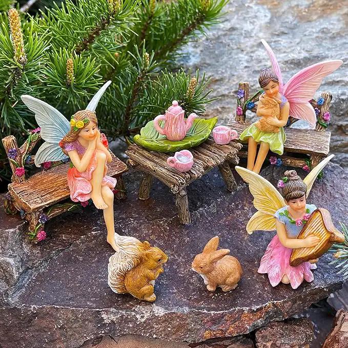 Mood Lab Fairy Garden - Miniature Figurines & Accessories Starter Kit - Fairy Garden Set of 12 pcs - Outdoor or House Decor by GreenHaven Gardens