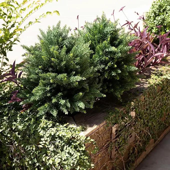 Premium 16" Diameter Artificial Cypress Topiary – Set of 2 Faux Plants with Ground Spikes – UV-Resistant, Realistic Outdoor & Indoor Greenery – Weatherproof Garden Landscaping Décor by GreenHaven Gardens