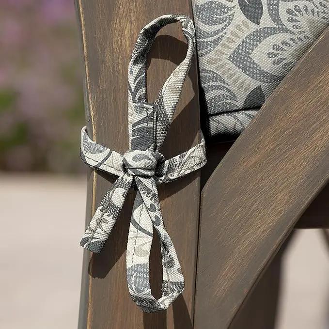 Arden Seat Cushion, 21 x 21, Rain-Proof, Fade Resistant, Cushion for Patio Dining, Adirondack, and Outdoor Chairs Neutral Aurora Damask by GreenHaven Gardens