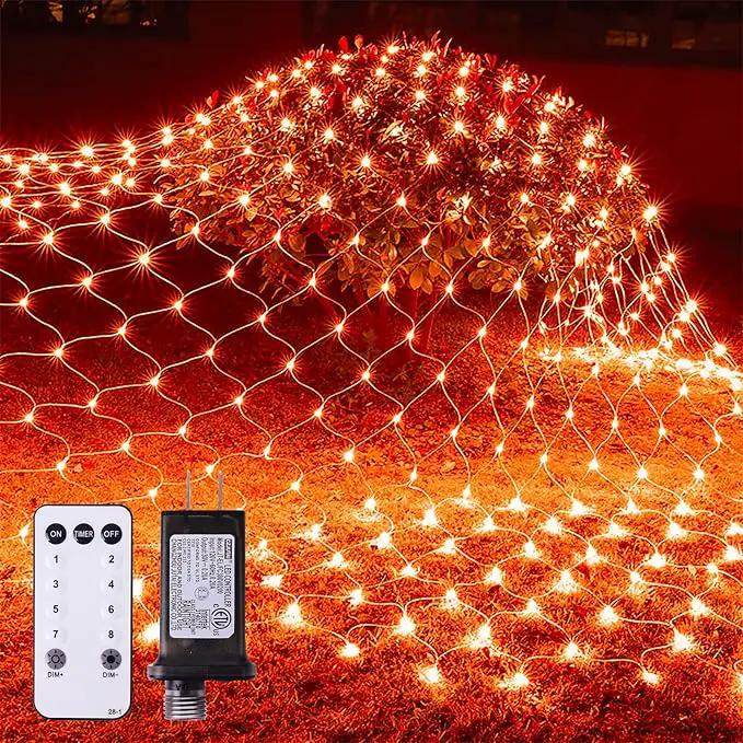 Christmas Net Lights Outdoor - 360 LED Orange Net Lights Waterproof with Remote, 12x5 ft Extendable 8 Modes for Bushes, Gazebo, Lawn, Garden, Shrubs, Tree, Backyard Decorations by GreenHaven Gardens