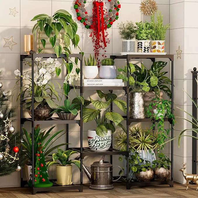 Metal Plant Stand Indoor Outdoor Plant Shelf Stand, 3 Tiers 8 Pots Potted Flower Plant Stands for Indoor Plants Multiple, Plant Shelves Stands Rack for Patio, Balcony, Living Room by GreenHaven Gardens