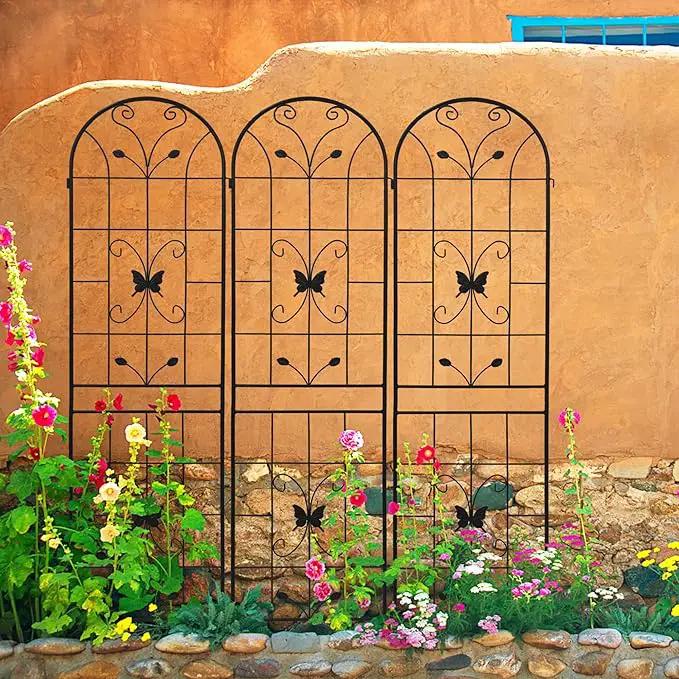 2 Pack Metal Garden Trellis 86.7" Black Fence Rustproof Garden Trellis for Climbing Plants Support Roses Flower Outdoor Lawn, Black by GreenHaven Gardens