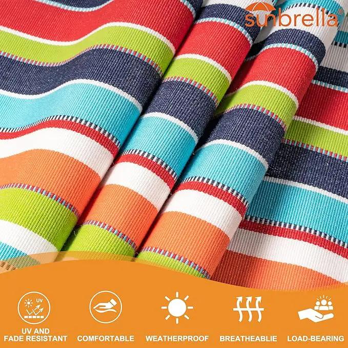Lazy Daze 12 FT Sunbrella Quilted Hammock Double Hammock with Hardwood Spreader Bar, for Patio Outdoor Outside All Weather, 450 lbs Capacity, Carousel Confetti by GreenHaven Gardens