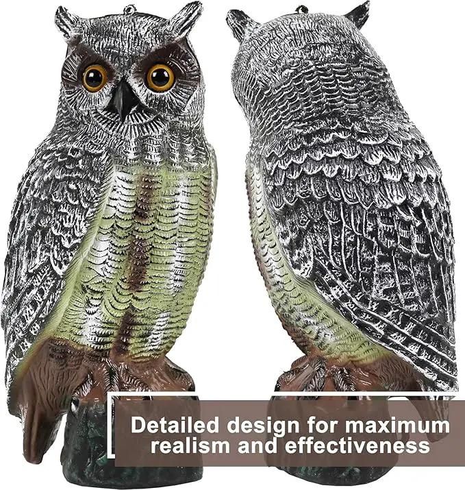 Galashield Owl Decoy | Plastic Owls to Scare Birds Away | Owl Statue for Garden & Outdoors 16.5" Tall [Pack of 2] by GreenHaven Gardens