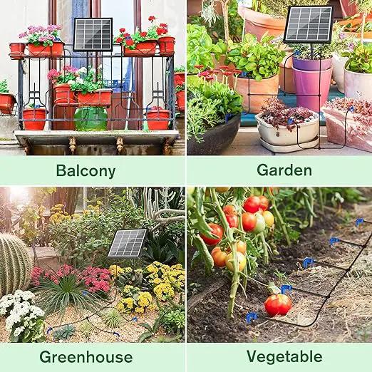 NFESOLAR Solar Drip Irrigation System Outdoor with 2200mAh Battery Backup, 6 Timing Modes, Supported 15 Pots Plants, Solar Watering System for Garden Green House by GreenHaven Gardens