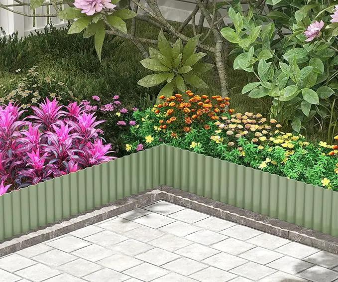 Metal Garden Edging Border, Corrugated Steel Landscaping, DIY for Lawn (Green, 10 Inch x 20FT) by GreenHaven Gardens