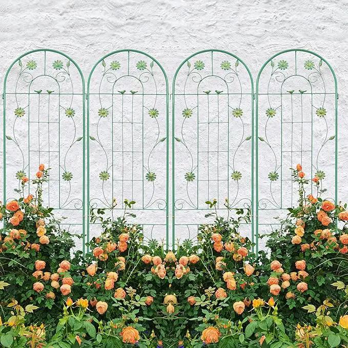 4 Pack Metal Garden Trellis 86.7" H Garden Fence Rustproof Trellis for Climbing Plants Support Roses Flower Outdoor Lawn Green-Blue Tall Trellis by GreenHaven Gardens