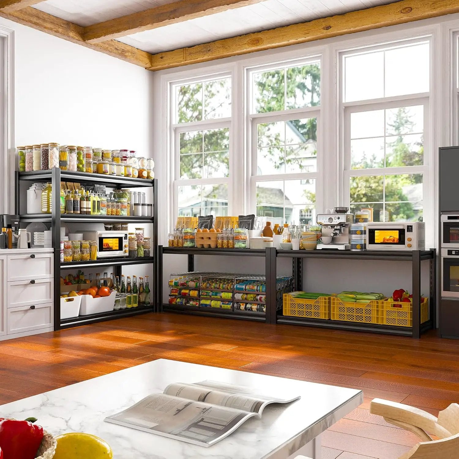 Raybee 40" W Garage Shelving Heavy Duty Storage Shelves 56.9" H Metal Shelving Heavy Duty Load 1600LBS Adjustable Metal Shelves for Storage for Pantry Kitchen 40" W x 19.1" D x 56.9" H 3 Pack by GreenHaven Gardens
