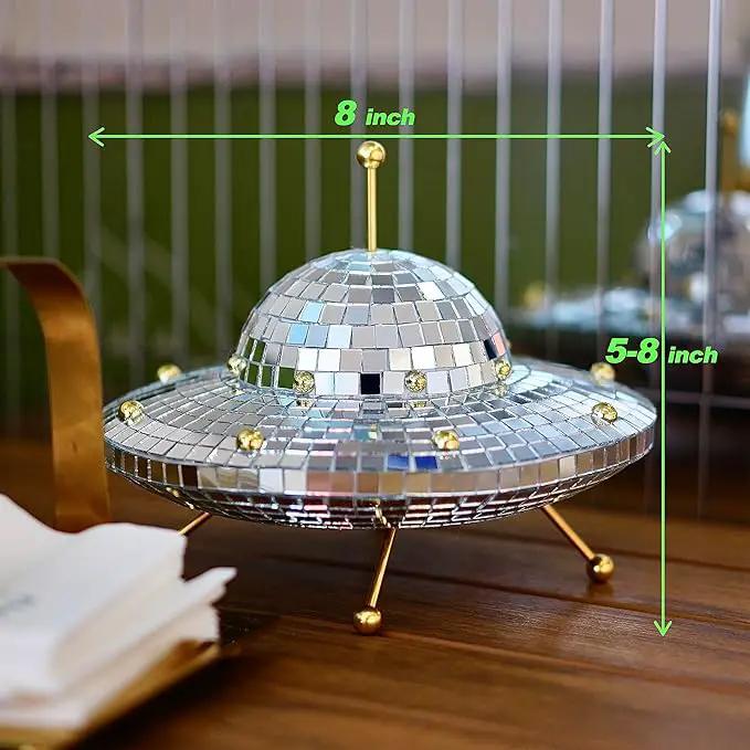 UFO Disco Ball Silver Disco Ball Decor Disco Spaceship Retro Reflective Décor Mirror Decorations for Home,Party,Garden,Handmade Gift (8 * 6inch) by GreenHaven Gardens