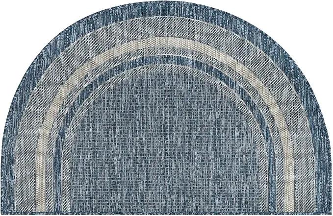 Unique Loom Outdoor Border Collection Area Rug - Soft Border (2' 7" x 4' 1" Hearth Blue/Ivory) by GreenHaven Gardens