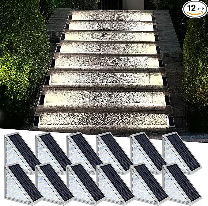 Solar Step Lights - Waterproof Outdoor Decor, IP67 Solar Lights for Yard, Patio, Garden, Walkways, Front Door, Pathway, Driveway (12) by GreenHaven Gardens