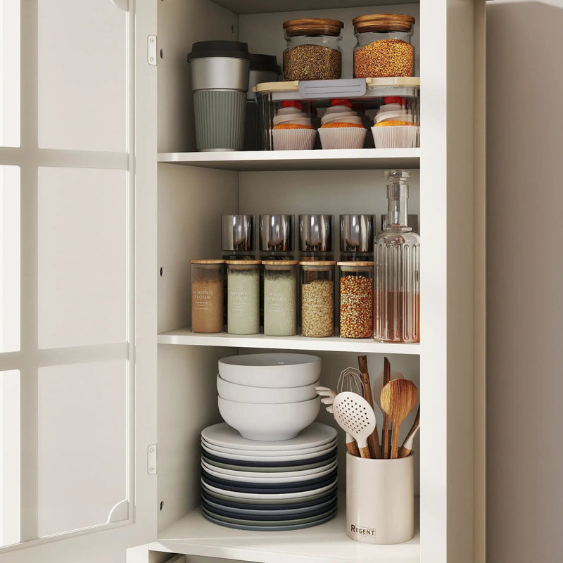 Minimalism Buffet Cabinet With Glass Doors And Double Drawer by HouseOfZazla