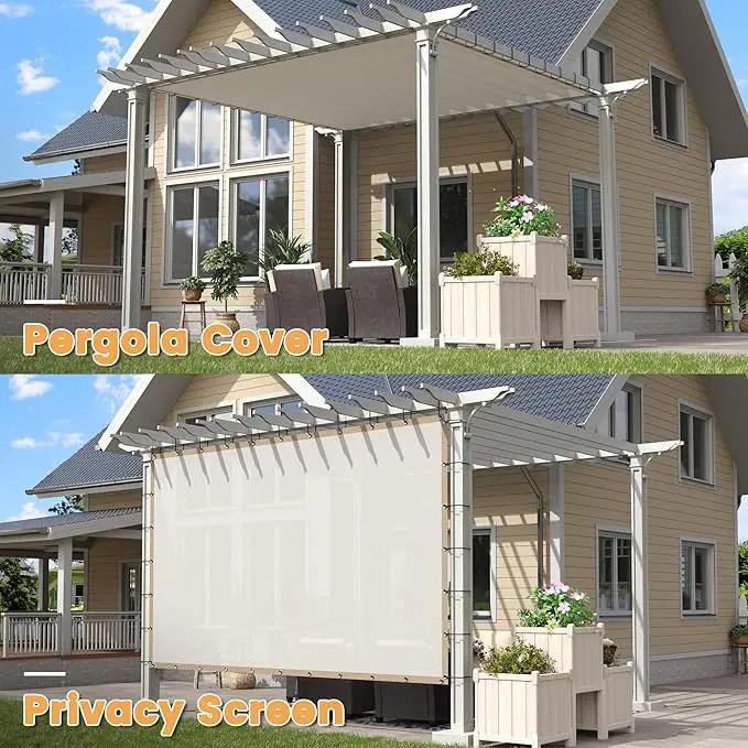 VICLLAX Shade Fabric Sun Shade Cloth with Every 2 FT Grommets for Patio Garden Pergola Cover Canopy 9x11 FT, Cream by GreenHaven Gardens