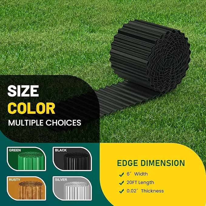 Corrugated Metal Garden Edging, 6"×20Ft Durable Landscape Border for Garden, Lawn, Flower Beds and Paver Edging (Black) by GreenHaven Gardens