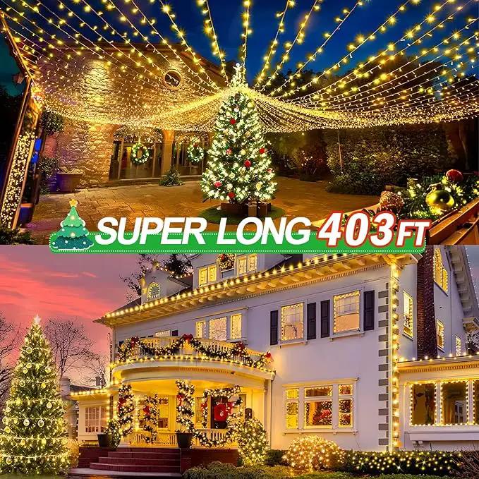 KNONEW 403ft 1000 LED Christmas String Lights Outdoor 8 Modes & Timer Fairy Light Plug in Waterproof LED Wedding Lights for Xmas Yard Tree Party Holiday Decorations (Warm White) by GreenHaven Gardens