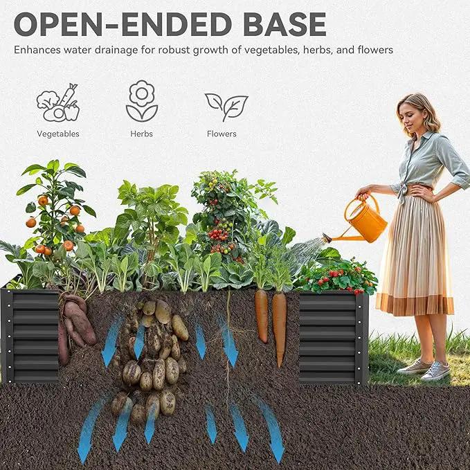 YITAHOME 72x36x24 in Galvanized Raised Garden Bed Kit, Large Metal Planter Box with Gloves & Support Rod, Outdoor Flower Bed for Plants Vegetables, Black by GreenHaven Gardens