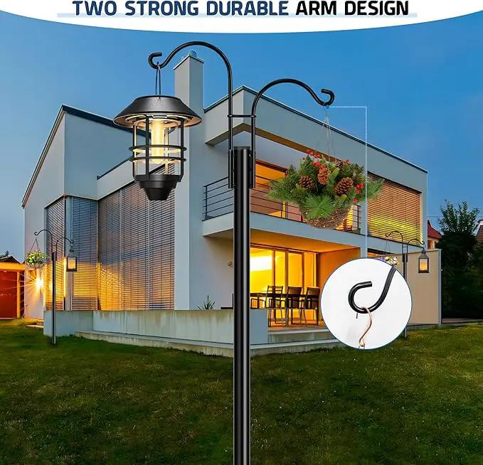 Ottsuls Bird Feeder Pole, 2 Pack 92 INCH Double Shepherds Hooks for Outdoor, Garden Pole with 5 Base Prongs Heavy Duty Planter Hooks for Hanging Plant Baskets, Lantern, Hummingbird Feeder by GreenHaven Gardens