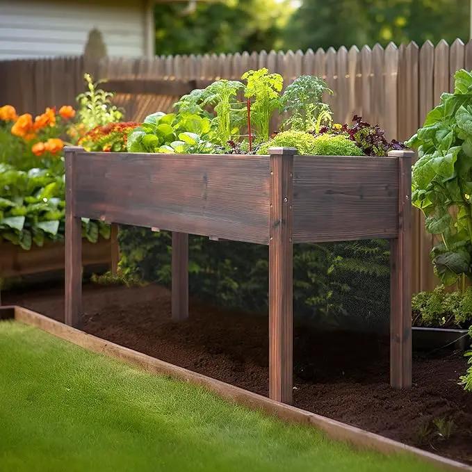 MUPATER 4' x 2' Raised Garden Bed, Raised Garden Bed with Four Legs & Elevated Planter Box and Drainage Holes for Herbs and Vegetables, Outdoor and Indoor, Rustic by GreenHaven Gardens