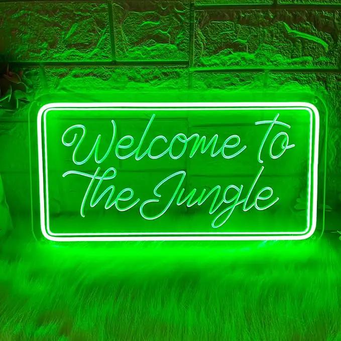 Welcome to the Jungle Neon Sign, Neon Light Sign for Wall Decor Dimmable Green LED signs for Bedroom Home Birthday Party Wedding Engagement Garden Man Cave Decor USB Powered by GreenHaven Gardens