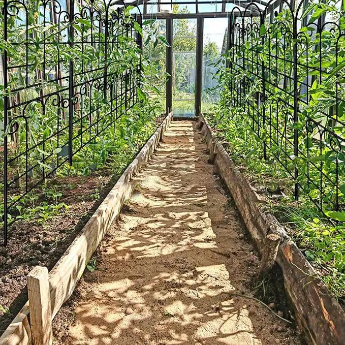 LZRS 4 Pack 71x20in Rustic Iron Arch Decoration Garden Trellis with Black Metal Coating – Perfect for Supporting Climbing Plants Outdoor, Roses, Vines, Flowers, and Vegetables. by GreenHaven Gardens