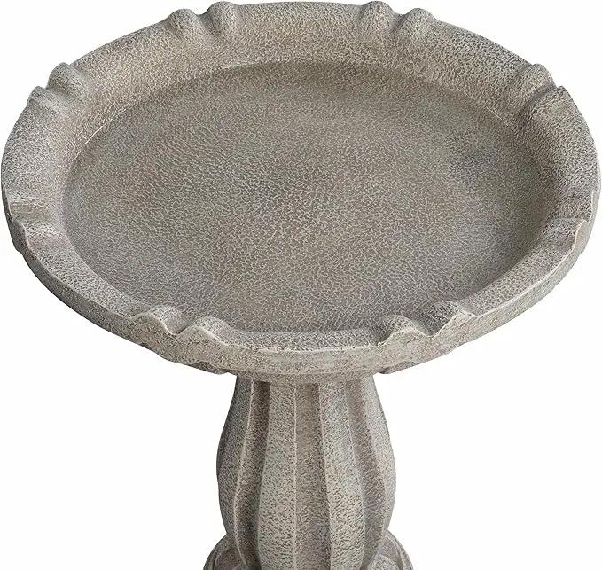 Bird Bath for Outdoor - 26'' Tall Resin Stone Modeling Design Birdbaths, Lightweight and Durable - Enhance Your Outside Garden with This Stunning Water Feature (Ivory White) by GreenHaven Gardens