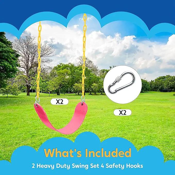 TURFEE 2 Packs Heavy Duty Swing Seat, Swing Set Accessories Replacement with 4 Snap Hooks for Kids Outdoor Play Playground, Trees, Swingsets, Playground(Pink) by GreenHaven Gardens