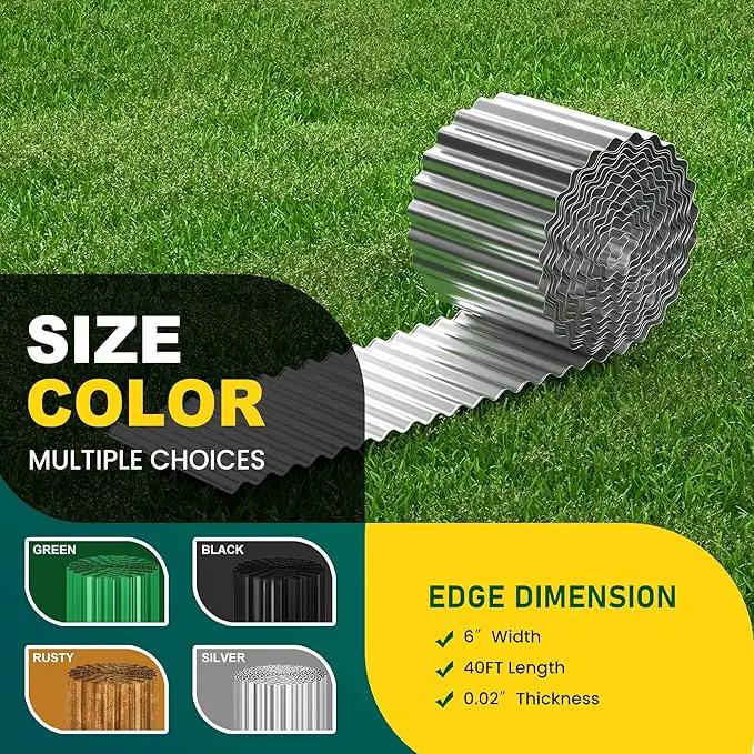 Corrugated Metal Garden Edging, 6"×40Ft Durable Landscape Border for Garden, Lawn, Flower Beds and Paver Edging (Silver) by GreenHaven Gardens