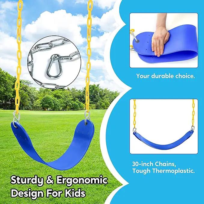 TURFEE 2 Pack Swing for Outdoor Swing Set, Swing Seat Replacement Kit with 66" Heavy Duty Chains, 4 Snap Hook for Kids Outdoor Play Playground, Trees, Playground (Blue) by GreenHaven Gardens