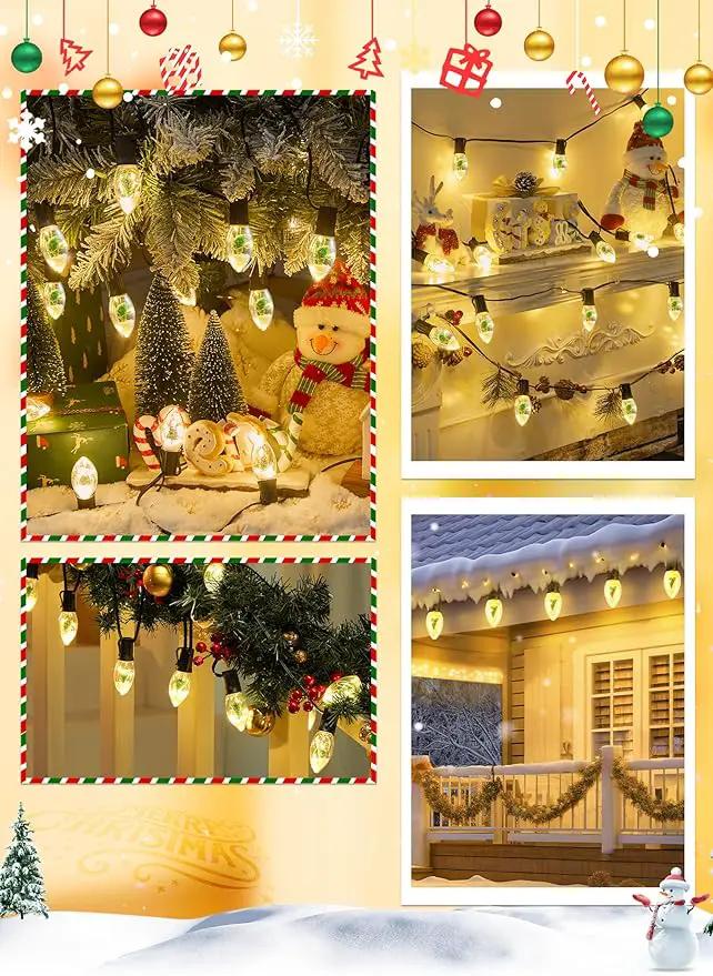 C9 LED Christmas Lights Outdoor, 45 Ft C9 String Lights with 40 Shatterproof LED Bulbs, 3 Light Mode, Connectable Waterproof Christmas Tree Lights for Outside Indoor Holiday Garden Decor, Warm White by GreenHaven Gardens