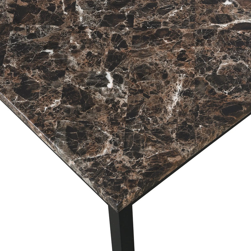 Furniture 5 Piece Metal Dinette Set with Faux Marble Top - Black by HouseOfZazla