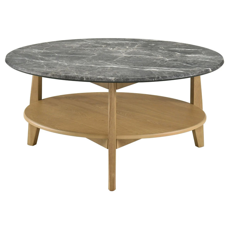 Bradley Round SmartTop Cocktail Coffee Table Grey and Natural by Unique Piece Furniture