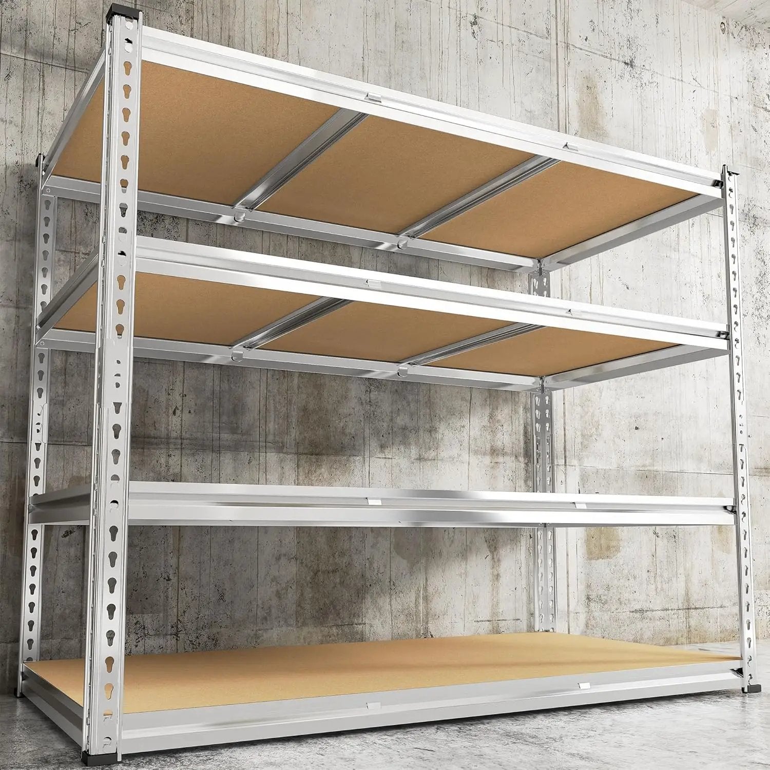 REIBII Garage Shelving, 4 Tier Storage Shelves Load 2550LBS, Adjustable Garage Shelving Heavy Duty, Metal Shelves Unit for Basement, Warehouse, 48" W x 60 "H x 24" D, Galvanized by GreenHaven Gardens
