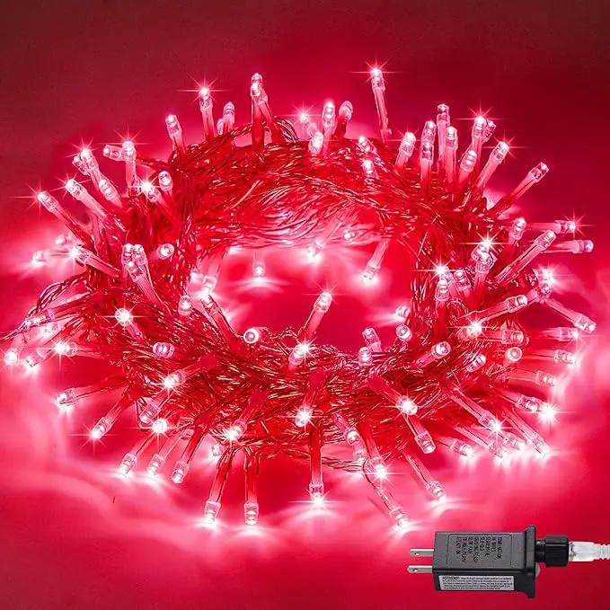 JMEXSUSS 33ft 100 LED Red Halloween Lights, 8 Modes Room String Light Indoor Plug-in, Clear Wire Red Christmas Lights Outdoor Waterproof for Halloween Bedroom, Party by GreenHaven Gardens