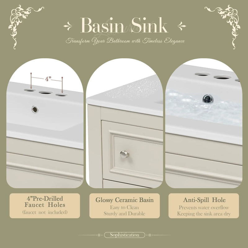 Bathroom Vanity Cabinet With Undermount Sink, 4 Drawer Set by Unique Piece Furniture