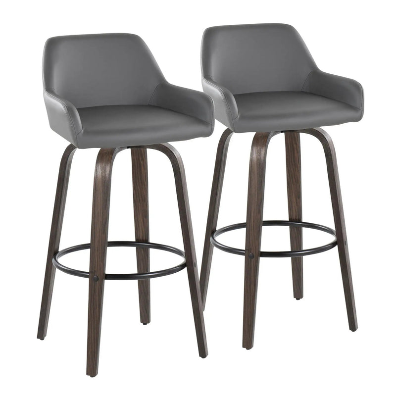Daniella - Contemporary Fixed Height, Barstool With Swivel With Round Footrest (Set of 2) by Unique Piece Furniture