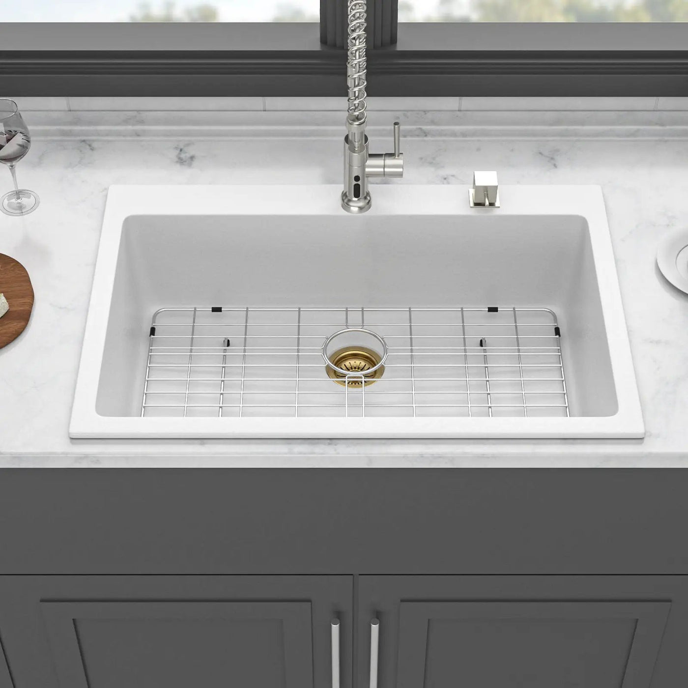 Quartz Kitchen Sink, Granite Composite, Drop In Sink With Durable Design by HouseOfZazla
