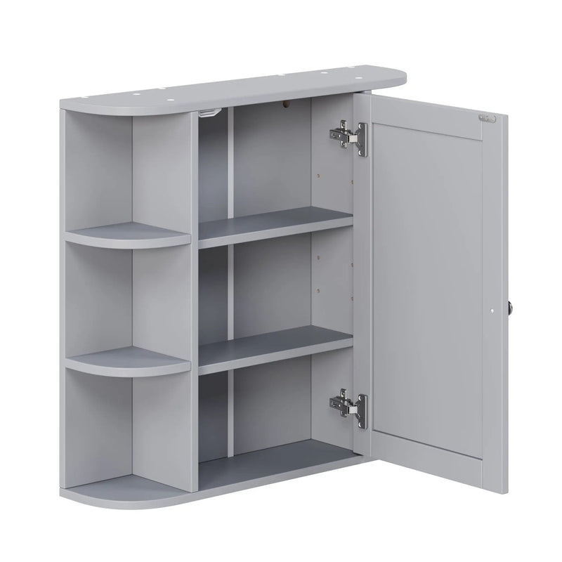 Bathroom Wall Storage Cabinet With Mirror And Adjustable Shelf, 6 Open Shelves by HouseOfZazla