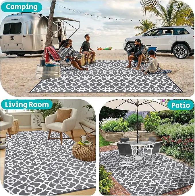 HEBE Outdoor Rug Waterproof 8x10, Plastic Straw Rug Camping Rug, Reversible Outdoor Patio Rugs RV Mat Clearance, Indoor Outside Floor Carpet for Porch,Deck,Camper,Balcony,Backyard by GreenHaven Gardens